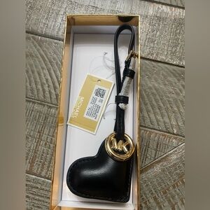 Michael Kors Black Leather Heart Charm